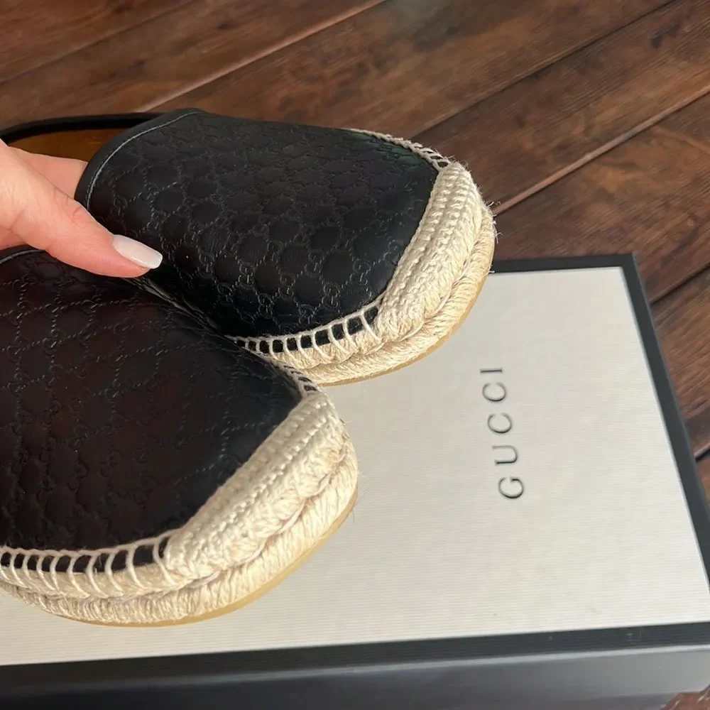 Gucci Black Leather Espadrilles